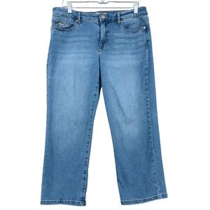 Nine West Chrystie Capri Womens 10 Cotton Blend Blue Jeans